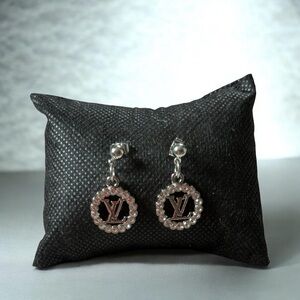 LV Upcycled Stamped Silver Earrings
